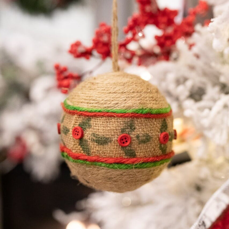 12 cm Natural Jute Ball Christmas Ornament Rustic Decorative Hanging Ornament