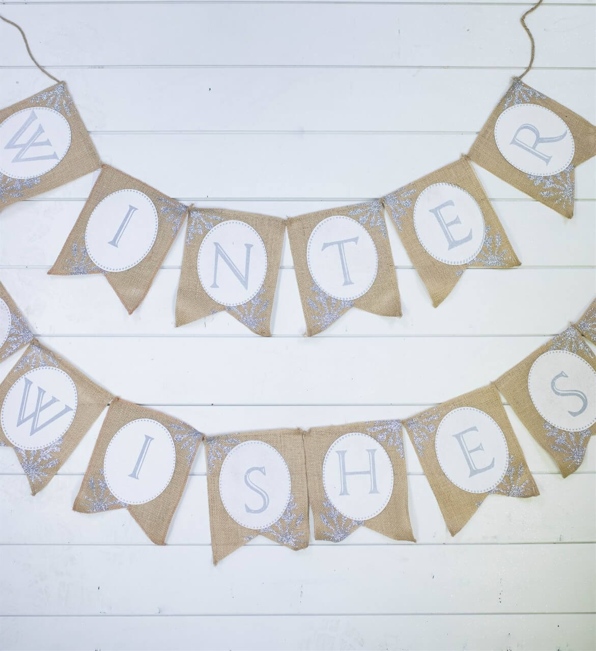 Burlap Winter Wishes Banner - Set of 2