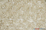 Rosette Satin Polyester Fabric - 3D Satin Floral Embroidery, 52/54" Width (Yards, Bolts, Sample Swatch)