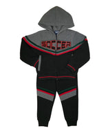Soccer Tracksuit Fleece Fabric - D Grey, Navy, Black, Sporty Graphic (1 Set)