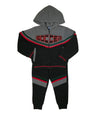 Soccer Tracksuit Fleece Fabric - D Grey, Navy, Black, Sporty Graphic (1 Set)
