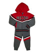 Soccer Tracksuit Fleece Fabric - D Grey, Navy, Black, Sporty Graphic (1 Set)