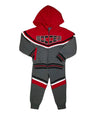 Soccer Tracksuit Fleece Fabric - D Grey, Navy, Black, Sporty Graphic (1 Set)