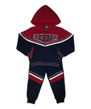 Soccer Tracksuit Fleece Fabric - D Grey, Navy, Black, Sporty Graphic (1 Set)