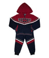 Soccer Tracksuit Fleece Fabric - D Grey, Navy, Black, Sporty Graphic (1 Set)