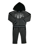 Boy Soccer 07 Tracksuit Fleece Fabric - Sporty Graphic, Charcoal, Navy, Red (1 Set)