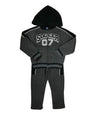 Boy Soccer 07 Tracksuit Fleece Fabric - Sporty Graphic, Charcoal, Navy, Red (1 Set)