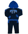 Boy Soccer 07 Tracksuit Fleece Fabric - Sporty Graphic, Charcoal, Navy, Red (1 Set)
