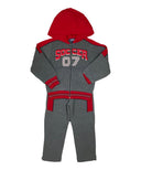 Boy Soccer 07 Tracksuit Fleece Fabric - Sporty Graphic, Charcoal, Navy, Red (1 Set)