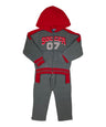 Boy Soccer 07 Tracksuit Fleece Fabric - Sporty Graphic, Charcoal, Navy, Red (1 Set)
