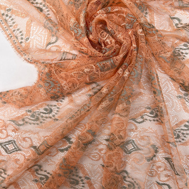 Viscose Lace Geometric Beige Blue Orange