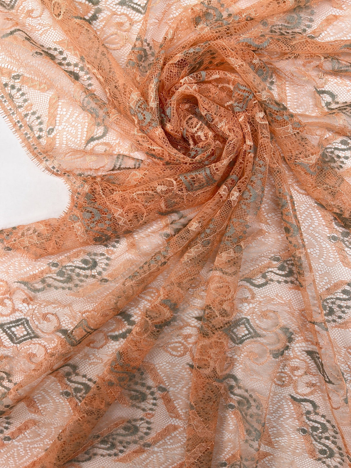 Viscose Lace Geometric Beige Blue Orange