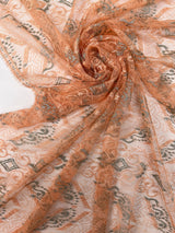 Viscose Lace Geometric Beige Blue Orange