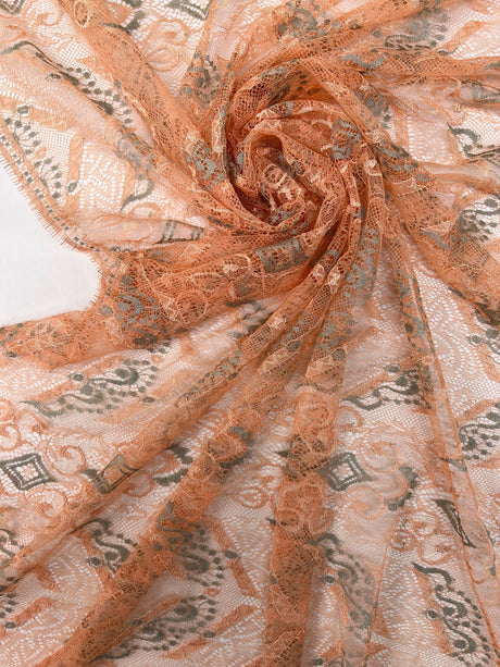 Viscose Lace Geometric Beige Blue Orange