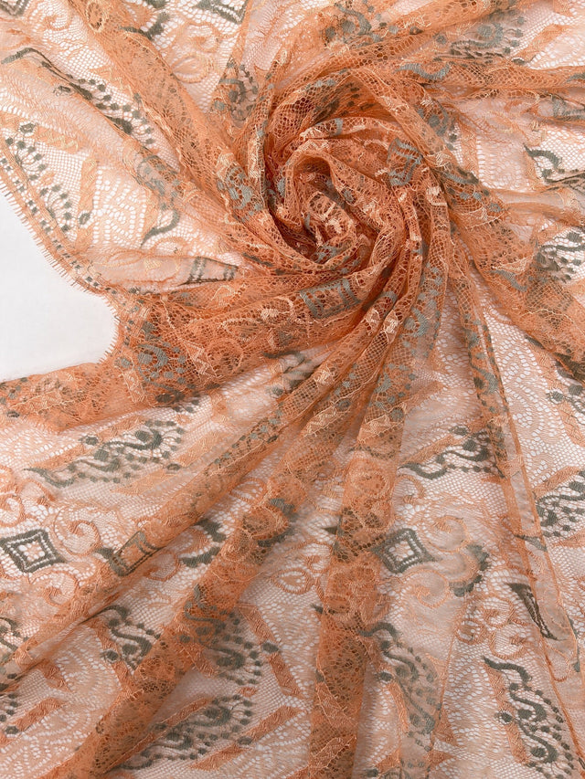 Viscose Lace Geometric Beige Blue Orange