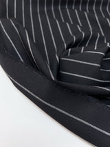 Wool Suit Fabric Striped Black Stretch