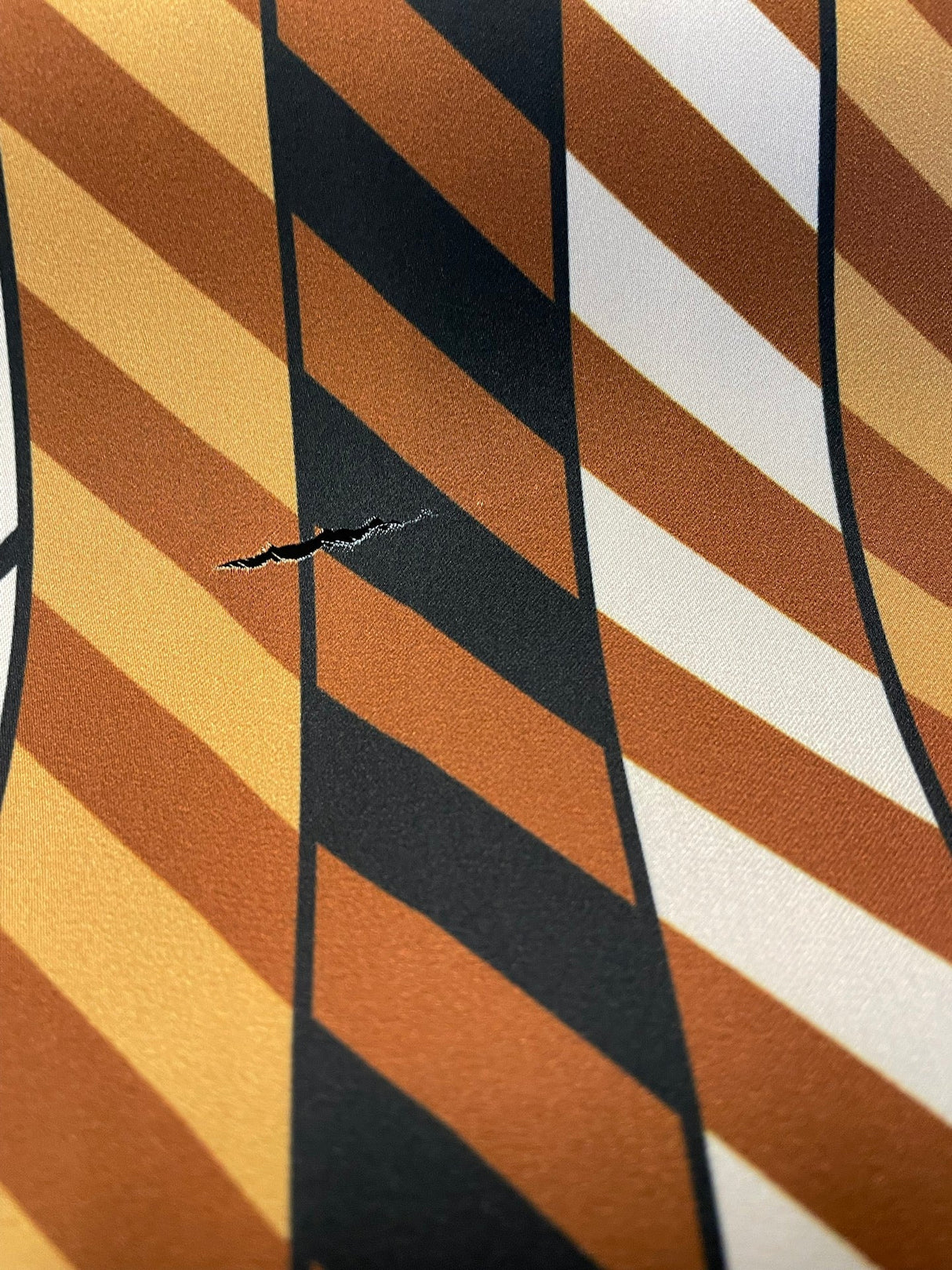 Polyester Sateen Striped Fabric Brown Multicolour Italy