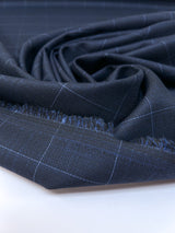 Checked Blue Polyamide Viscose Suiting Fabric