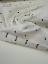 Cotton Linen Fil Coupé White Geometric