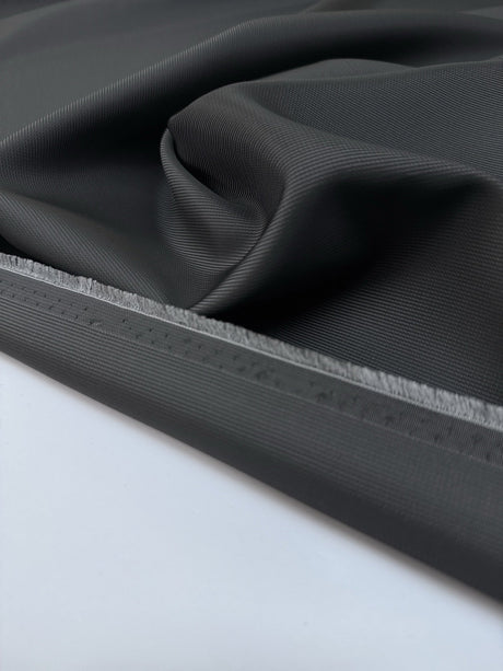 Italian Viscose Acetate Jacquard Fabric Gray Black Stripes