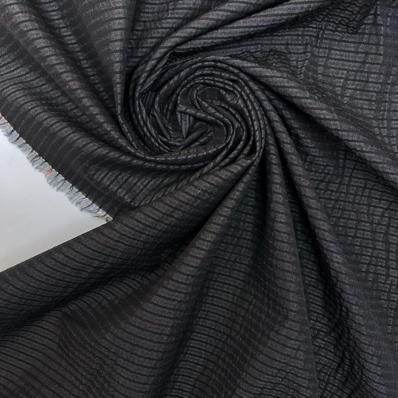 Cotton Striped Red Gray Fabric