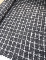 Virgin Wool Blend Bouclé Tweed Checked Gray