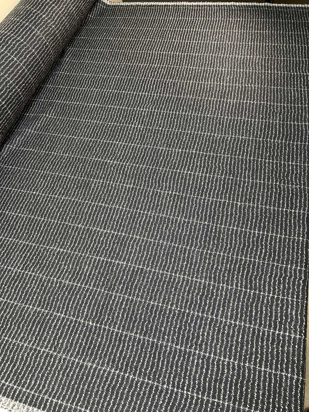 Wool Polyamid Gabardine Gray Black Striped