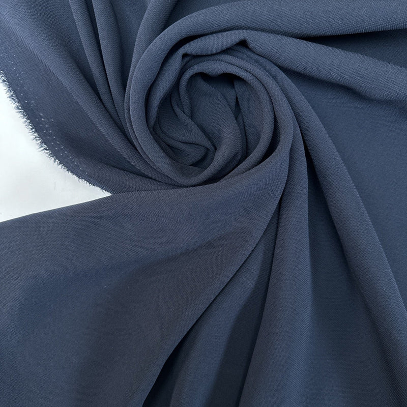 Blue Polyester Elastane Crepe