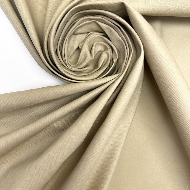 Cotton Viscose Twill Beige Stretch