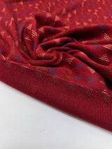 Acrylic Knitted Fabric Red Beige Printed