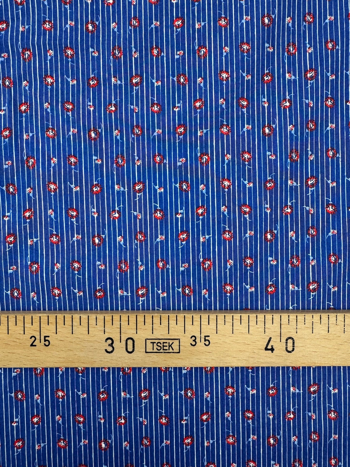 Italian Cotton Poplin Blue Printed Shirt Fabric