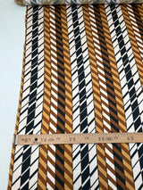 Polyester Sateen Striped Fabric Brown Multicolour Italy