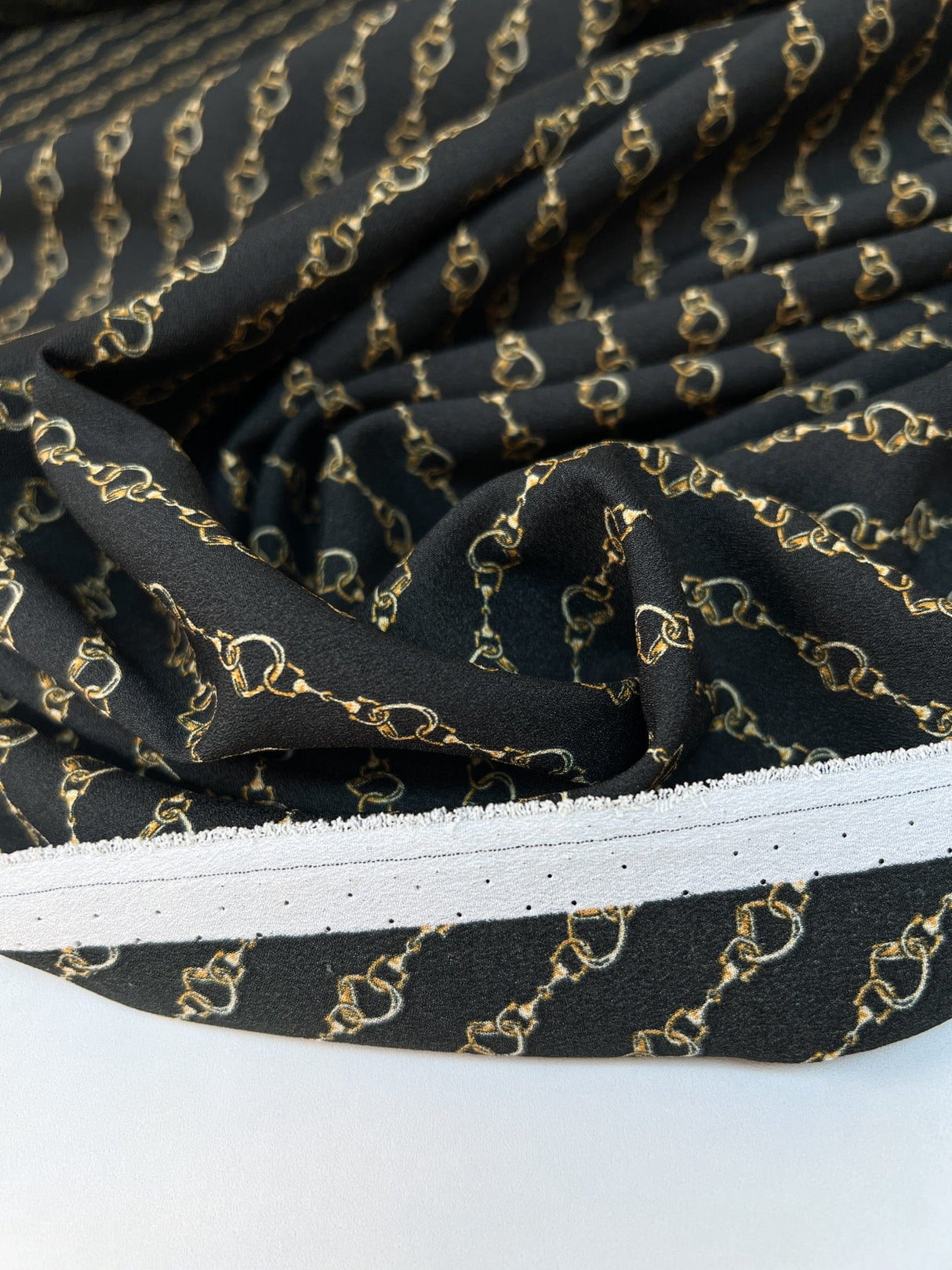Polyester Crepe Printed Beige & Black