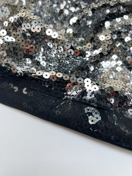 Polyamide Crepe with Sequins Silver Black