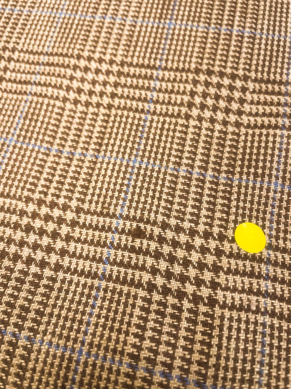 Italian Checked Linen Fabric Brown Beige