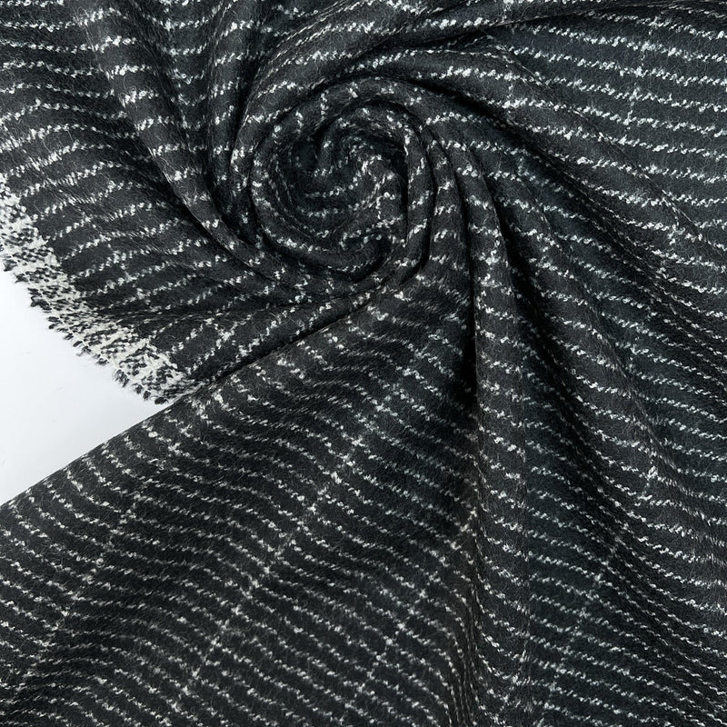Wool Polyamid Gabardine Gray Black Striped