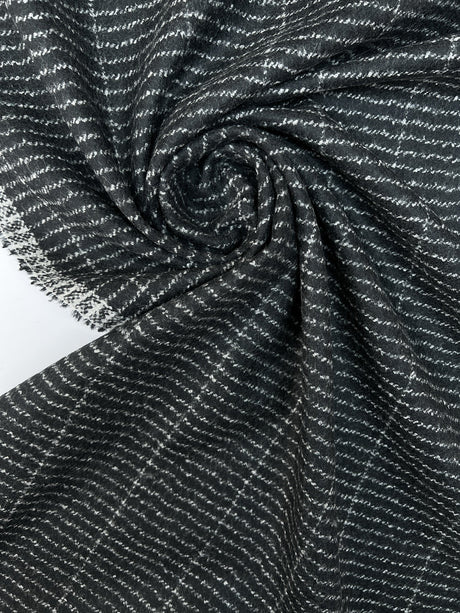 Wool Polyamid Gabardine Gray Black Striped