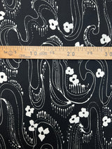 Polyester Crepe Printed Black White Floral