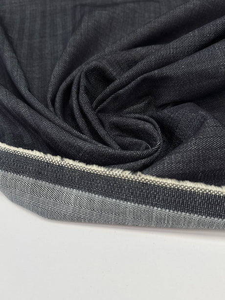 Cotton Denim Herringbone Blue