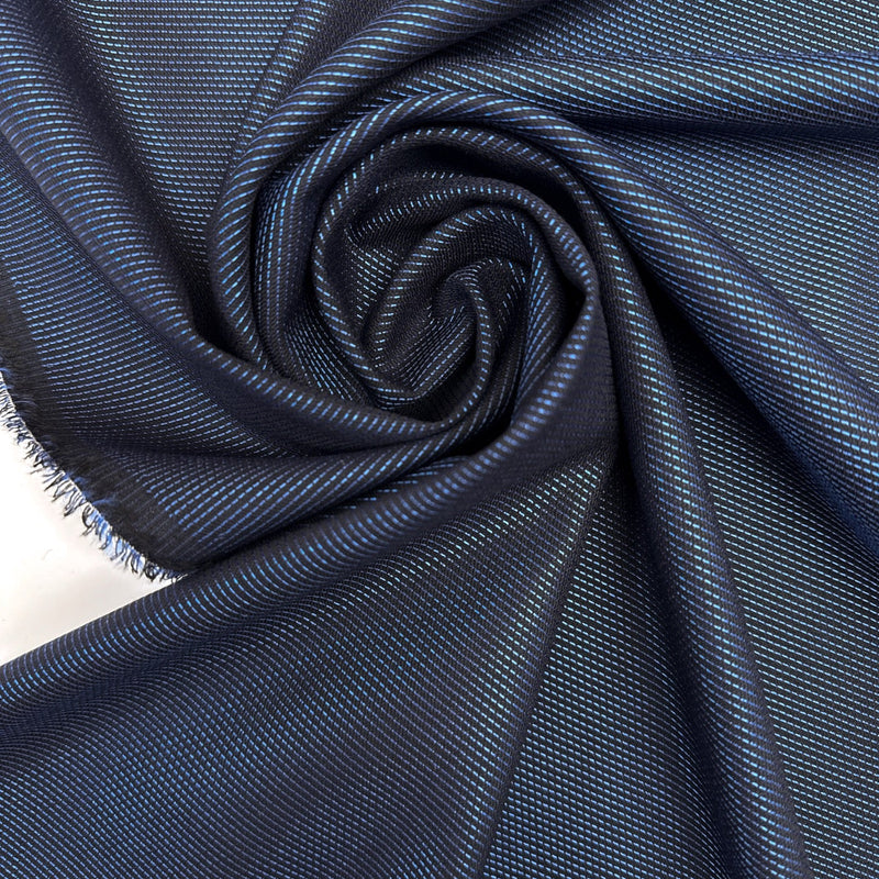 Wool Jacquard Blue Black Striped Suiting