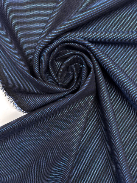 Wool Jacquard Blue Black Striped Suiting