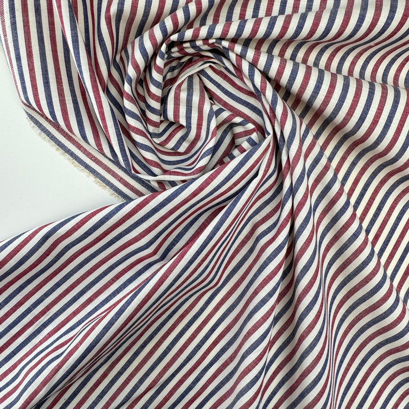 Cotton Twill Fabric Multicolour Stripes Herringbone