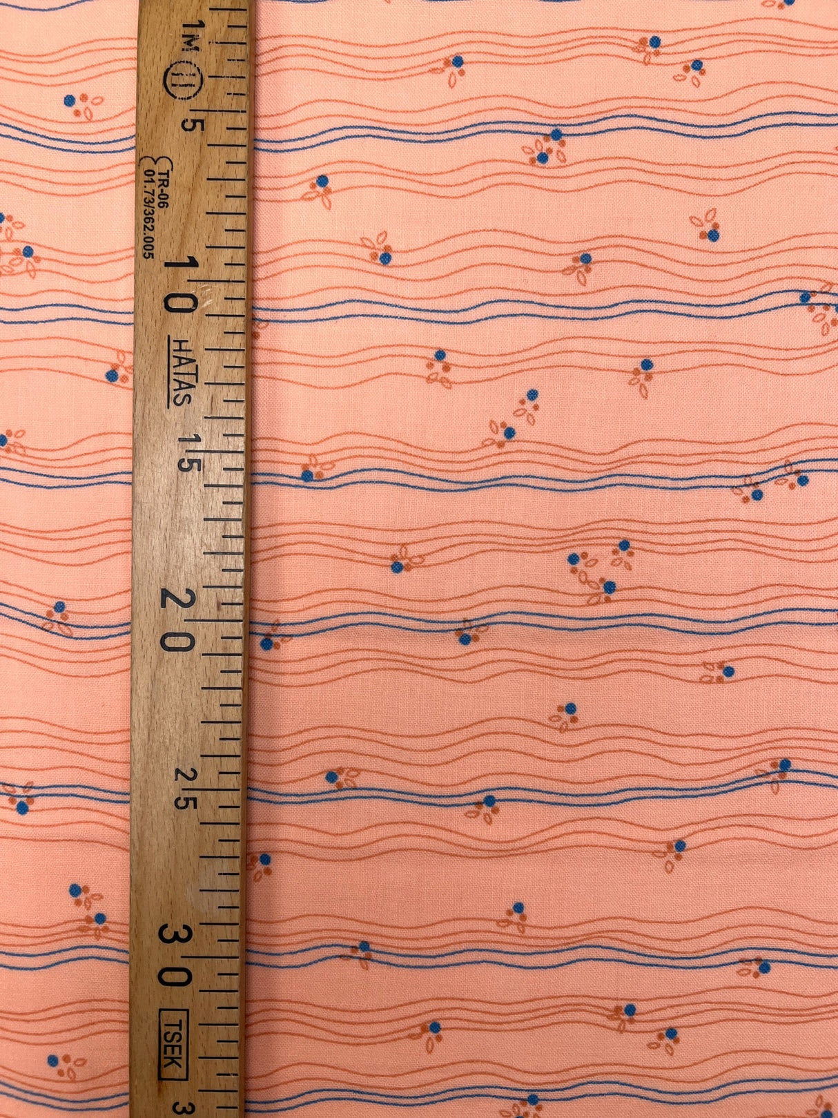 Virgin Wool Printed Orange Striped Fabric