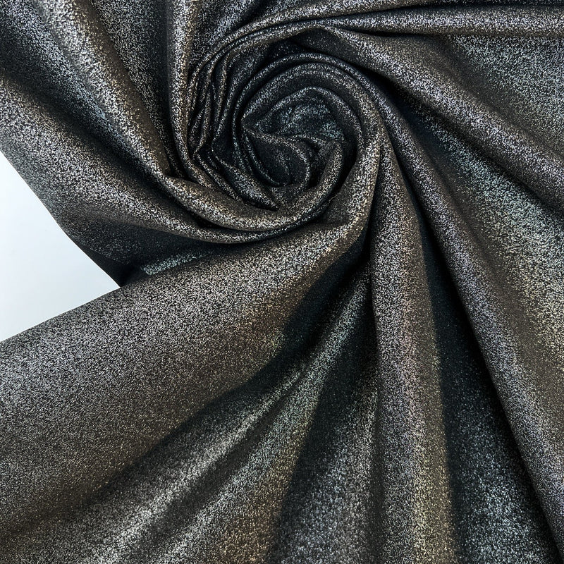 Cotton Elastane Glitter Fabric Silver Black