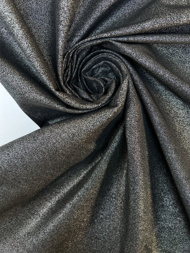 Cotton Elastane Glitter Fabric Silver Black