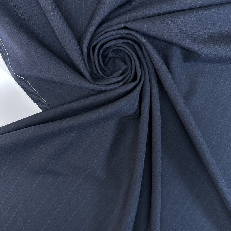 Wool Polyester Blend Striped Suiting