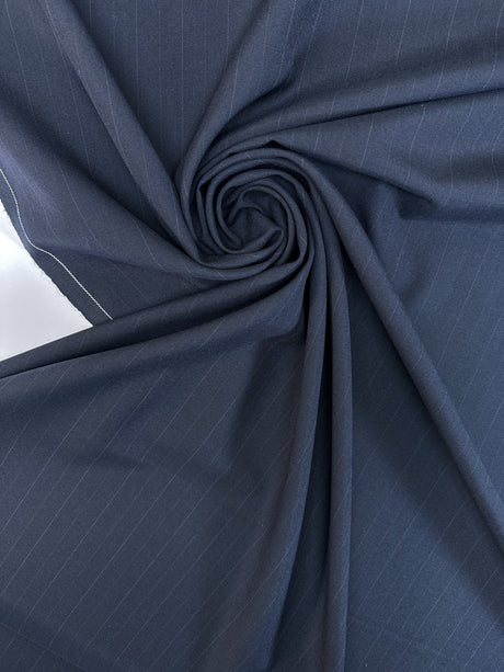 Wool Polyester Blend Striped Suiting