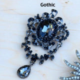 Gunmetal Crystal Brooch Gothic Styles