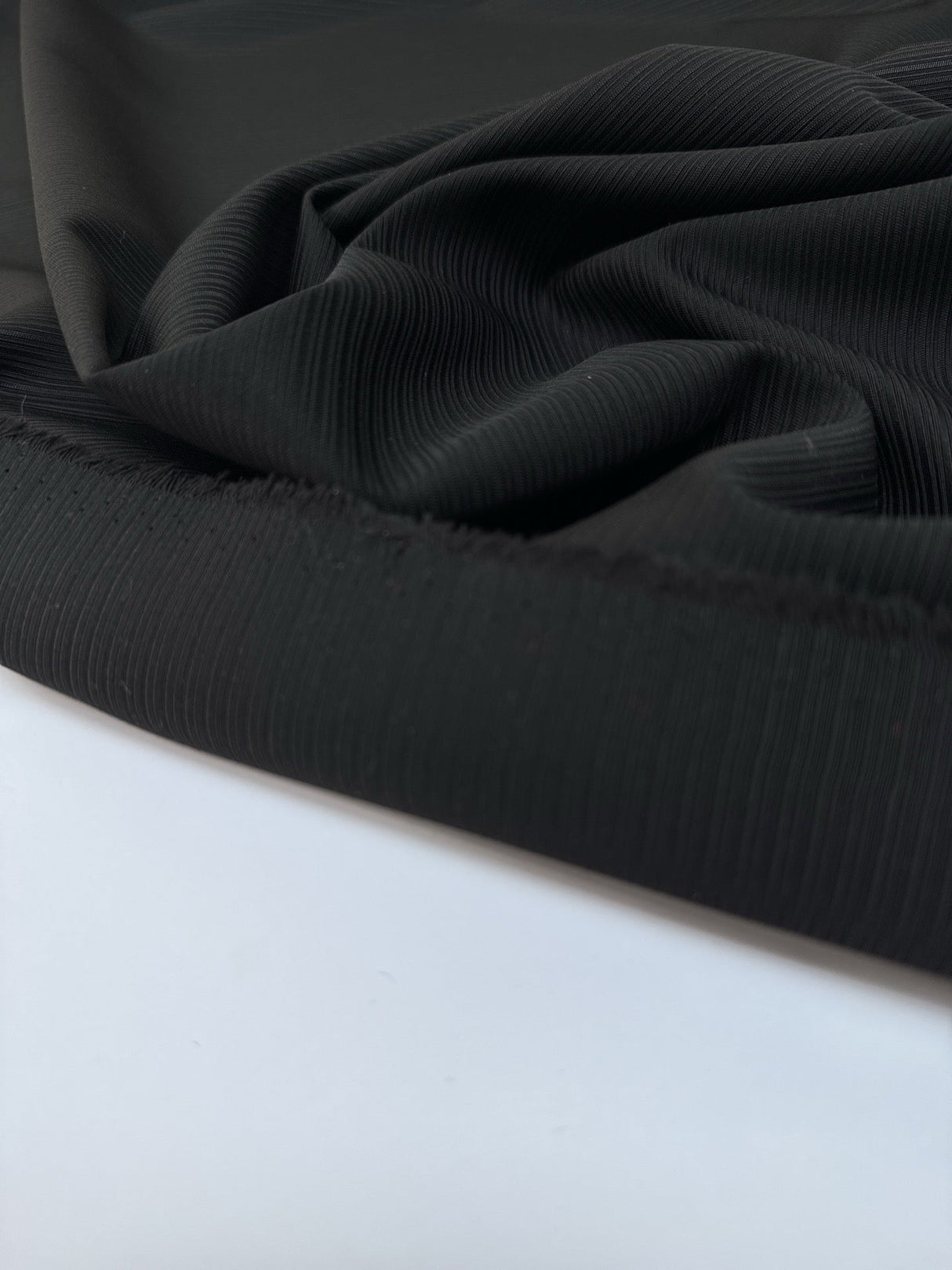 Wool Jacquard Fabric Black Ribbed