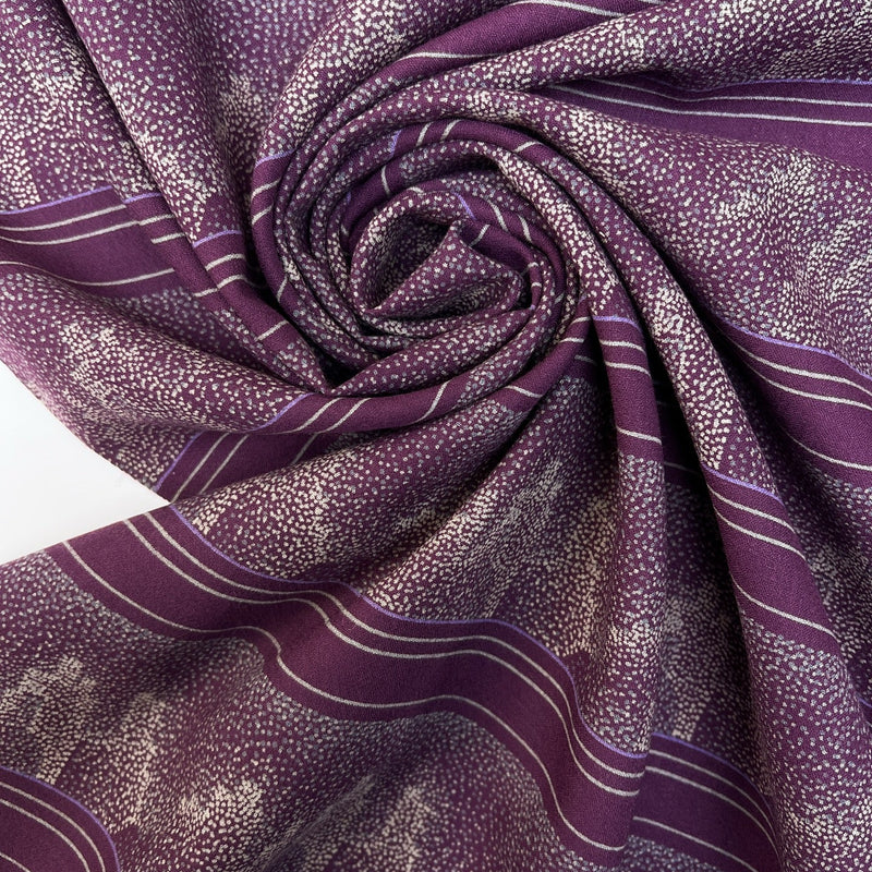 Wool Printed Purple Beige Fabric